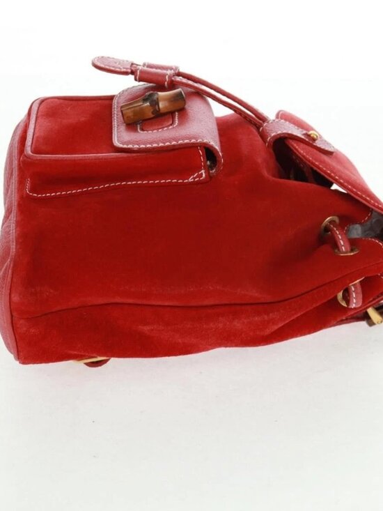 GUCCI Bamboo Backpack Suede Red Gold 003 1998 0030 Auth gh1510 main image 14